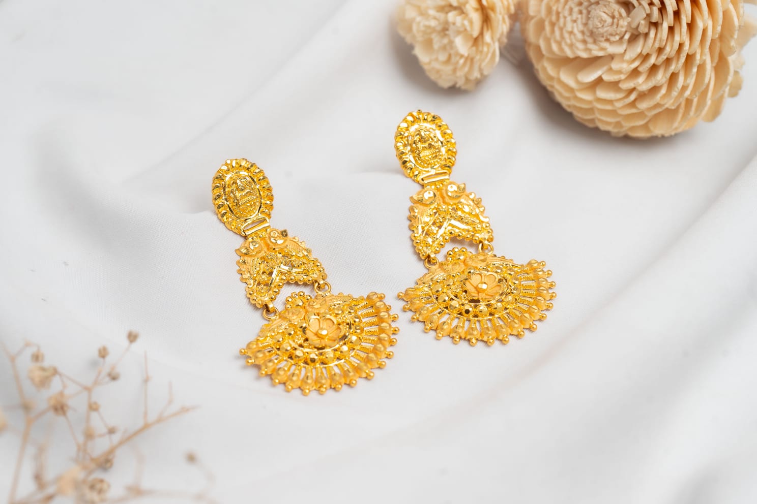 Apsara Filigree Fan Chandbali Earrings - Shagoon Jewellers Nepal