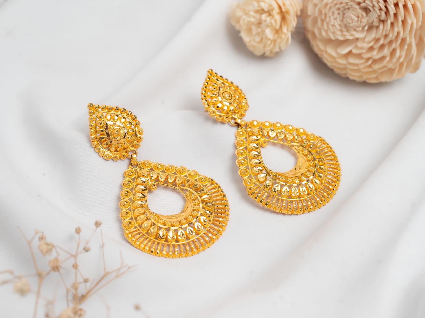 Kalyani Filigree Teardrop Chandbali Earrings - Shagoon Jewellers Nepal
