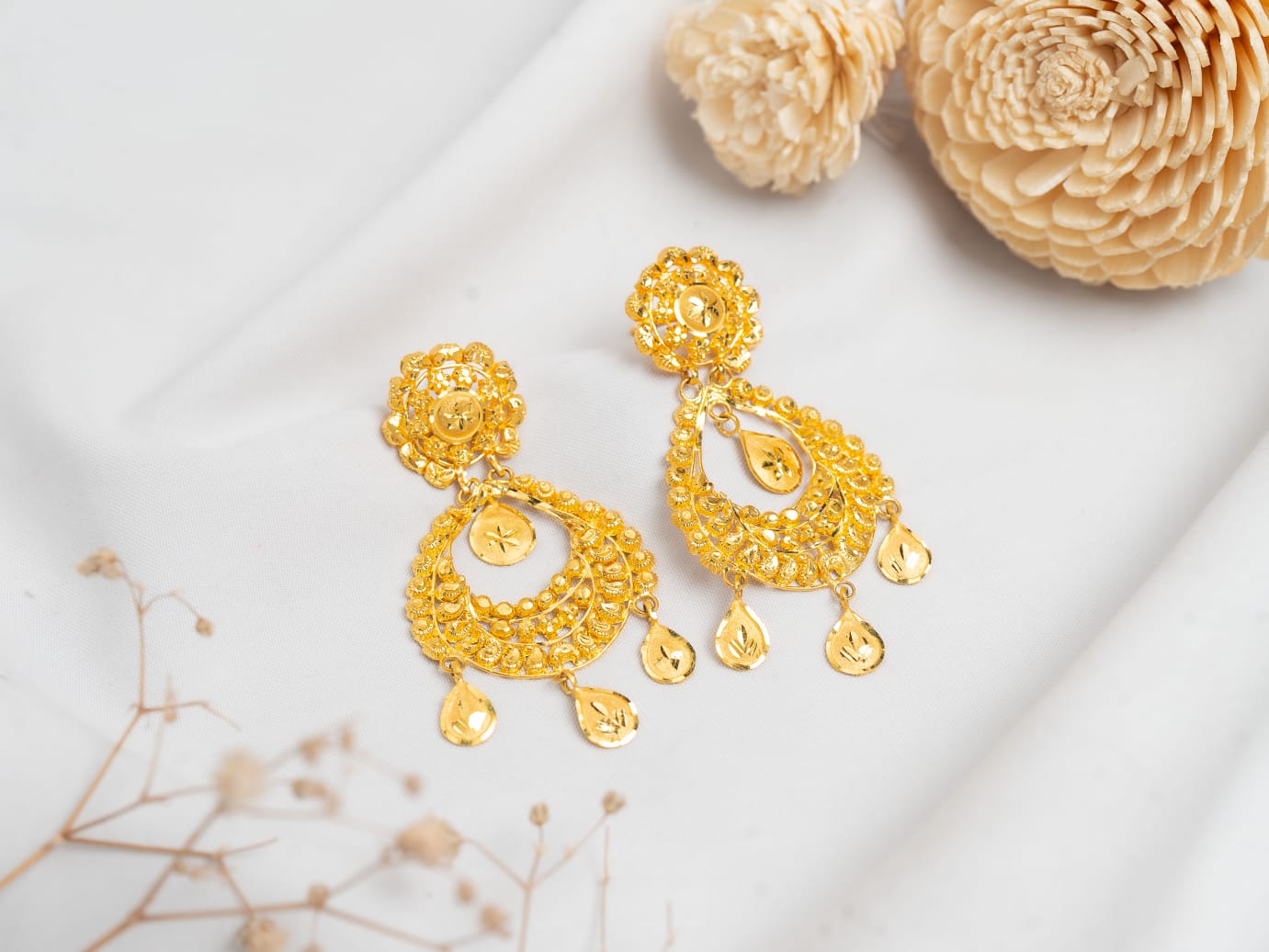 Devyani Teardrop Ghaura Chandbali Earrings - Shagoon Jewellers Nepal