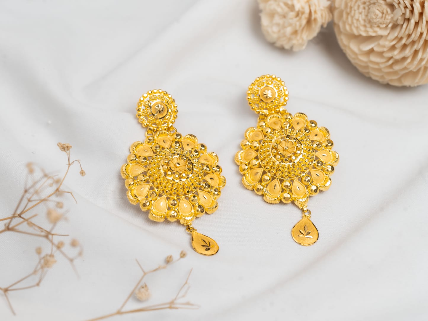 Surya Mandala Floral Drop Earrings - Shagoon Jewellers Nepal