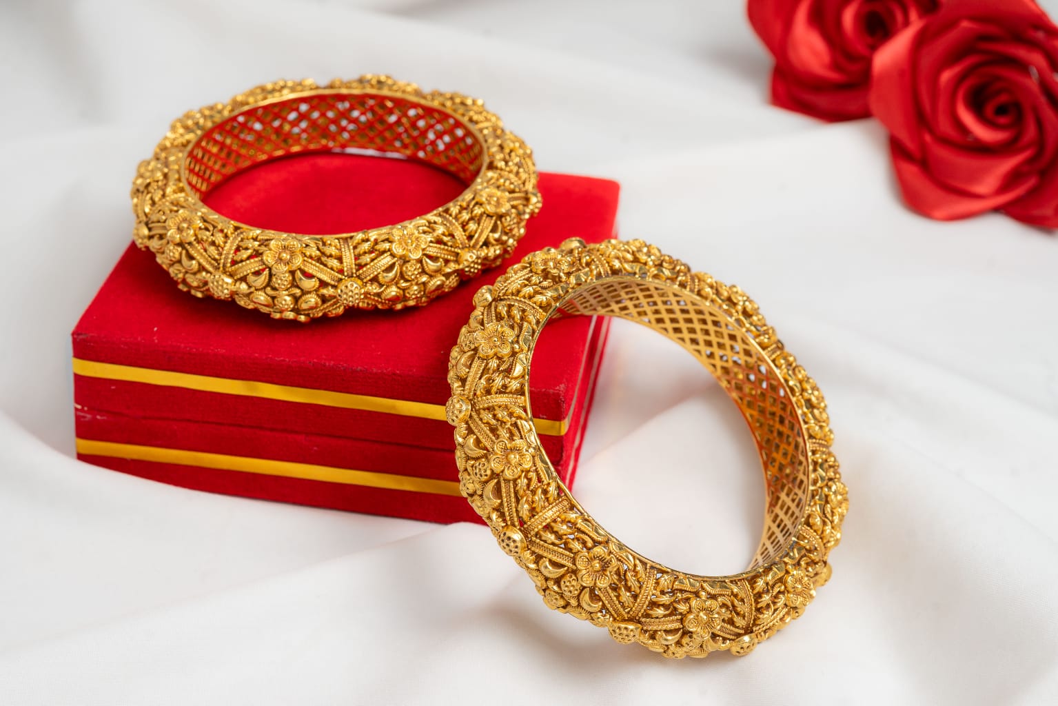 Kusum Floral Filigree Antique Kada Bangles (Pair) - Shagoon Jewellers Nepal