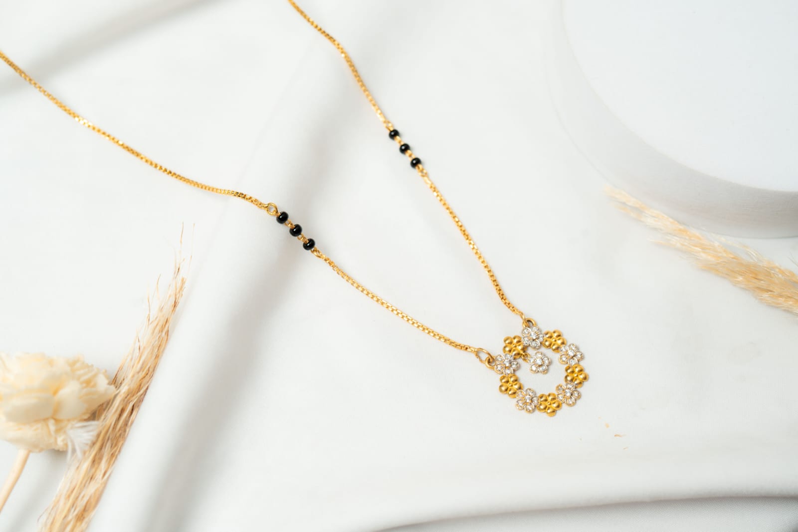 Floral Wreath Diamond Mangalsutra Necklace - Shagoon Jewellers Nepal